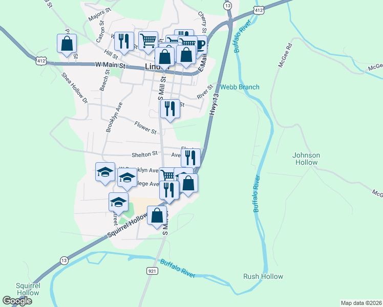 map of restaurants, bars, coffee shops, grocery stores, and more near 122 Elm Lane in Linden