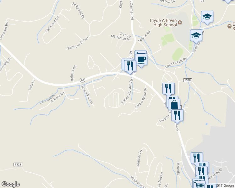 map of restaurants, bars, coffee shops, grocery stores, and more near 48 Rotunda Circle in Asheville