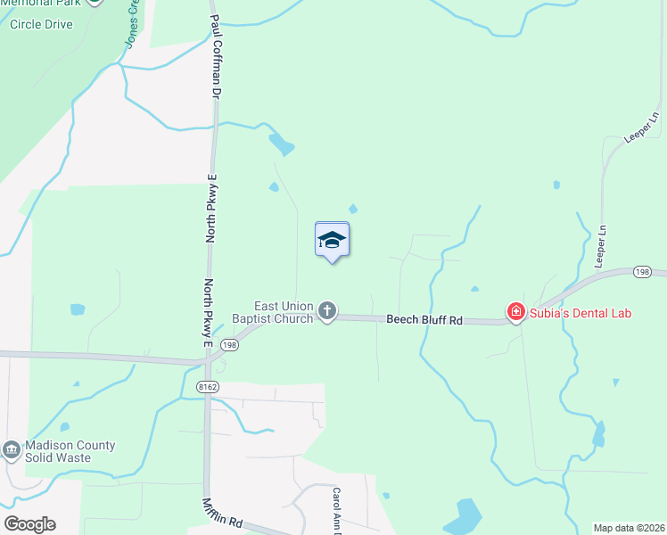 map of restaurants, bars, coffee shops, grocery stores, and more near 2233 Beech Bluff Road in Jackson