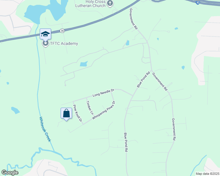 map of restaurants, bars, coffee shops, grocery stores, and more near 112 Long Needle Drive in Clayton