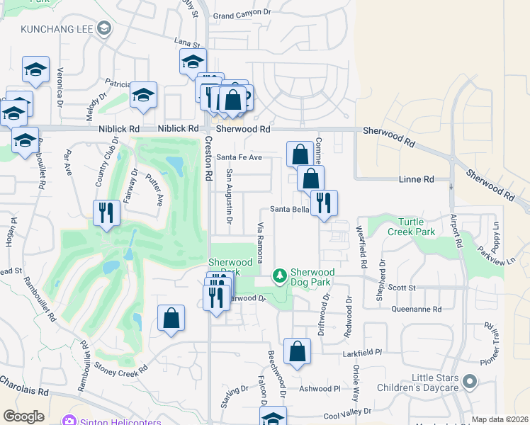 map of restaurants, bars, coffee shops, grocery stores, and more near 250 Santa Bella in Paso Robles