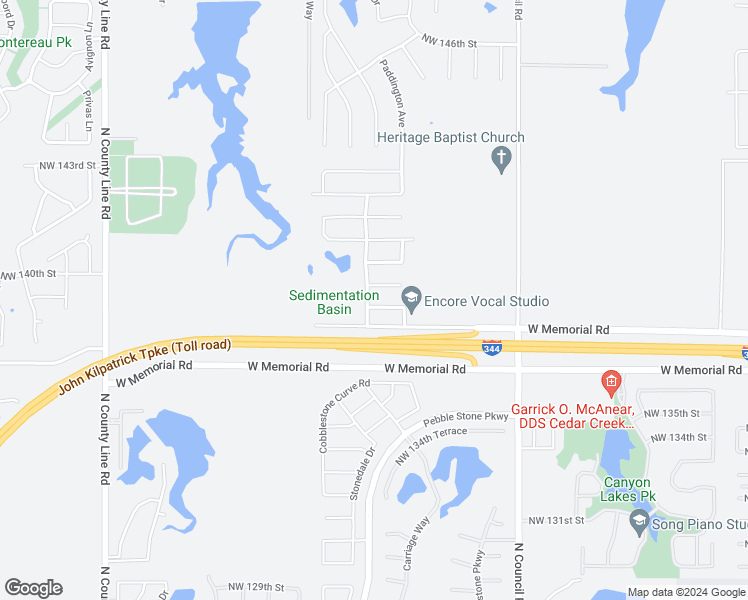 map of restaurants, bars, coffee shops, grocery stores, and more near 8329 Northwest 137th Street in Oklahoma City