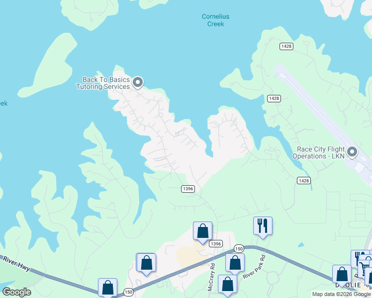 map of restaurants, bars, coffee shops, grocery stores, and more near 480 Robinson Road in Mooresville