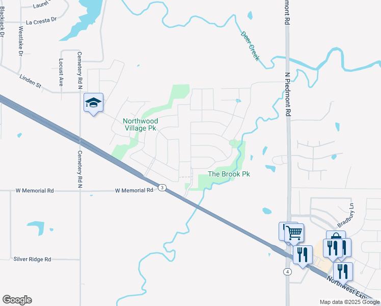 map of restaurants, bars, coffee shops, grocery stores, and more near 12549 Northwest 139th Terrace in Yukon