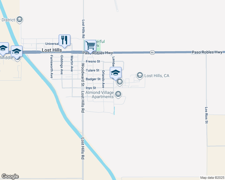 map of restaurants, bars, coffee shops, grocery stores, and more near 14863 Lamberson Avenue in McKittrick