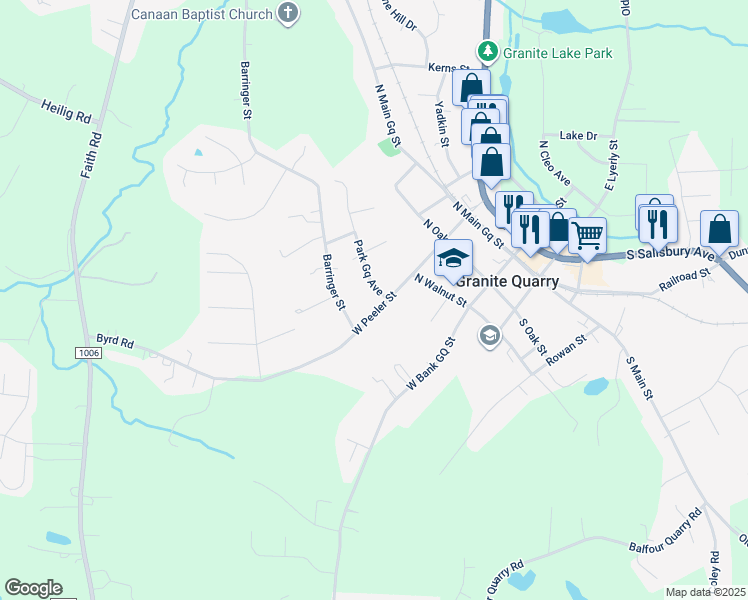 map of restaurants, bars, coffee shops, grocery stores, and more near 406 W Peeler St in Salisbury