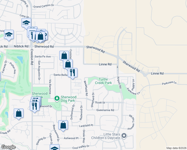 map of restaurants, bars, coffee shops, grocery stores, and more near 705 Turtle Creek Road in Paso Robles