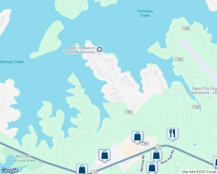 map of restaurants, bars, coffee shops, grocery stores, and more near 259 Robinson Road in Mooresville