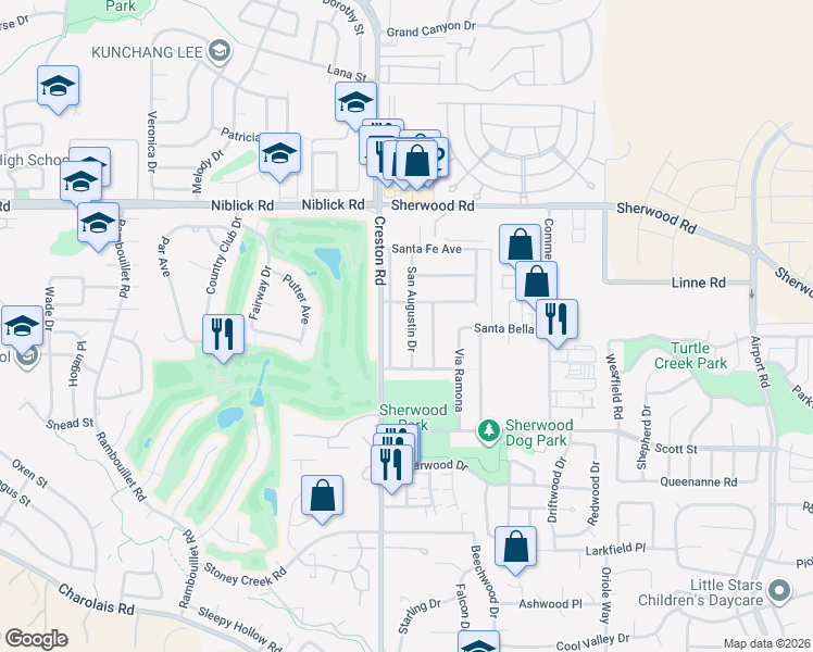 map of restaurants, bars, coffee shops, grocery stores, and more near 235 San Augustin Drive in Paso Robles