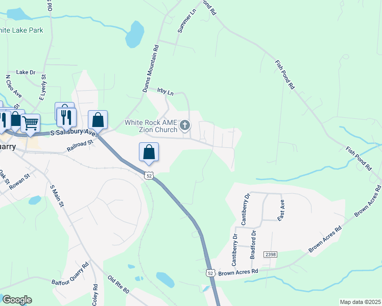 map of restaurants, bars, coffee shops, grocery stores, and more near 800 White Rock Avenue in Salisbury