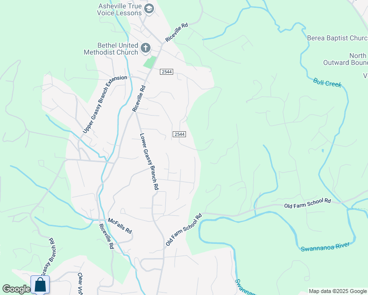 map of restaurants, bars, coffee shops, grocery stores, and more near 83 Wolf Road in Asheville