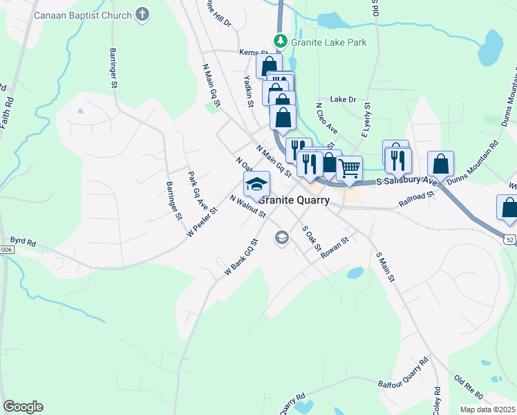 map of restaurants, bars, coffee shops, grocery stores, and more near 107 North Walnut Gq Street in Salisbury