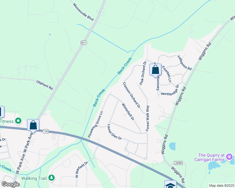 map of restaurants, bars, coffee shops, grocery stores, and more near 239 Laurel Glen Drive in Mooresville