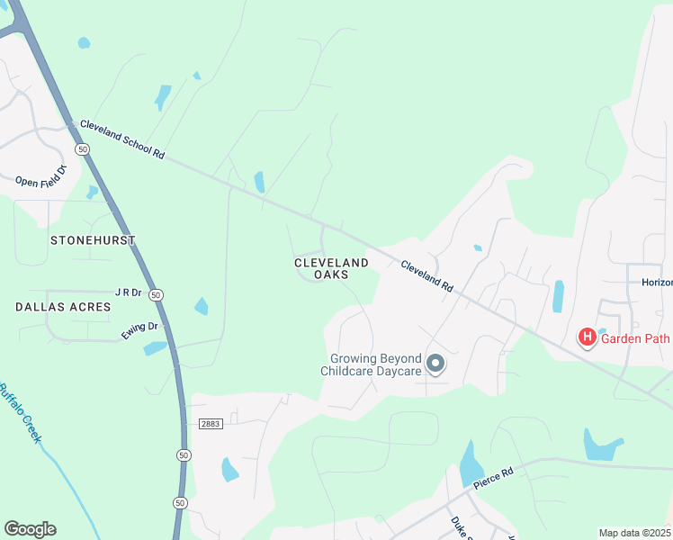 map of restaurants, bars, coffee shops, grocery stores, and more near 121 Belve Drive in Garner