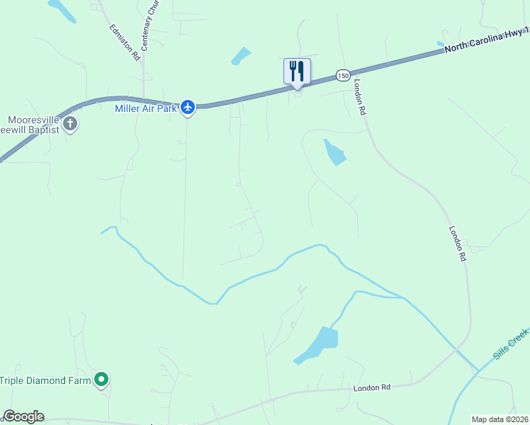 map of restaurants, bars, coffee shops, grocery stores, and more near 1435 Oak Breeze Drive in Mooresville
