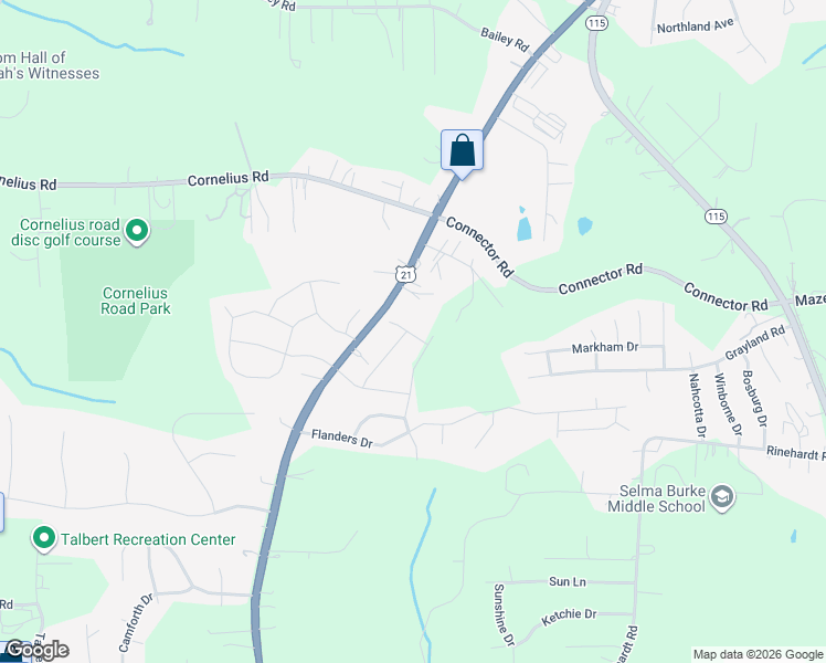 map of restaurants, bars, coffee shops, grocery stores, and more near 2221 Charlotte Highway in Mooresville