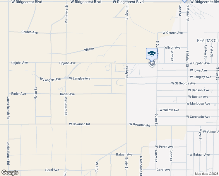map of restaurants, bars, coffee shops, grocery stores, and more near 1835 West Saint George Avenue in Ridgecrest