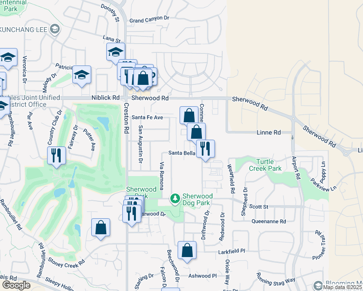 map of restaurants, bars, coffee shops, grocery stores, and more near 325 Santa Bella in Paso Robles