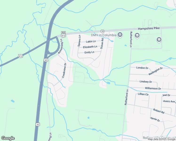 map of restaurants, bars, coffee shops, grocery stores, and more near 1955 Susan Road in Columbia