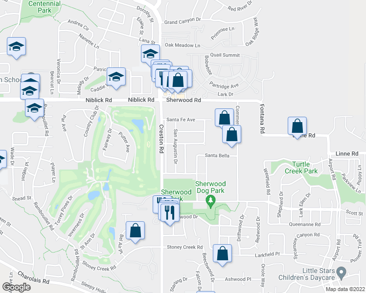 map of restaurants, bars, coffee shops, grocery stores, and more near 205 San Fernando Drive in Paso Robles