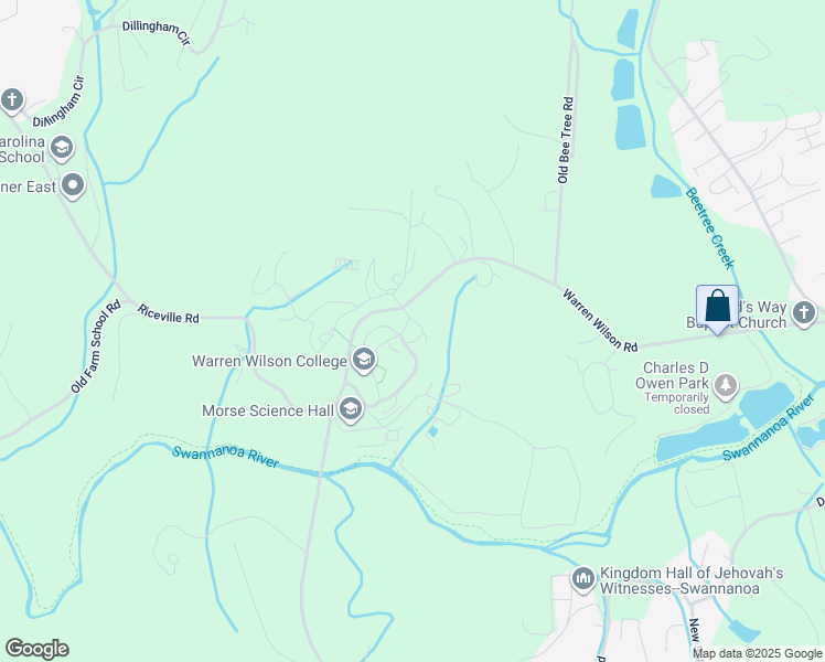 map of restaurants, bars, coffee shops, grocery stores, and more near 701 Warren Wilson Road in Swannanoa