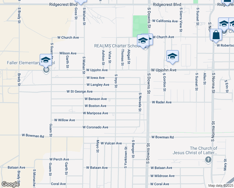 map of restaurants, bars, coffee shops, grocery stores, and more near 1041 West Saint George Avenue in Ridgecrest