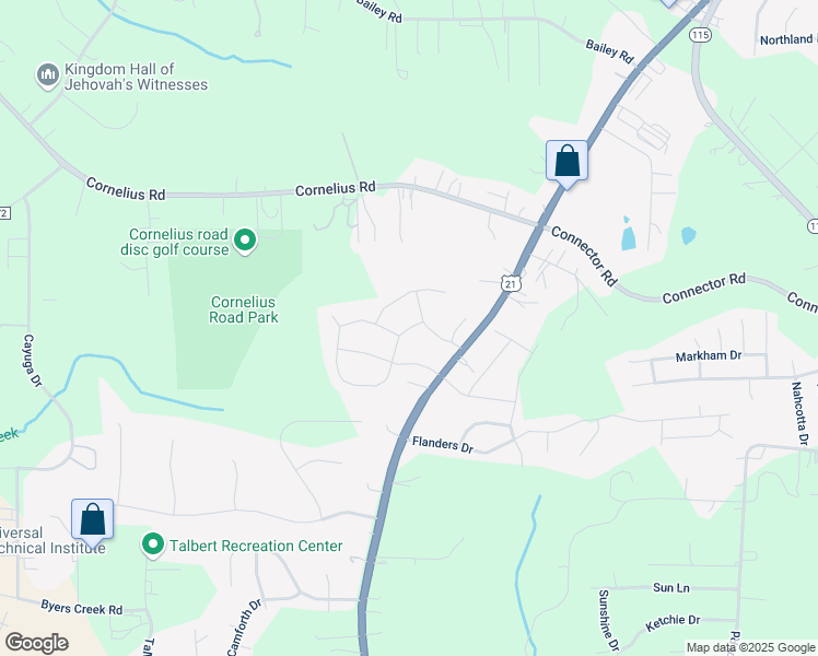 map of restaurants, bars, coffee shops, grocery stores, and more near 193 Wrangell Dr in Mooresville
