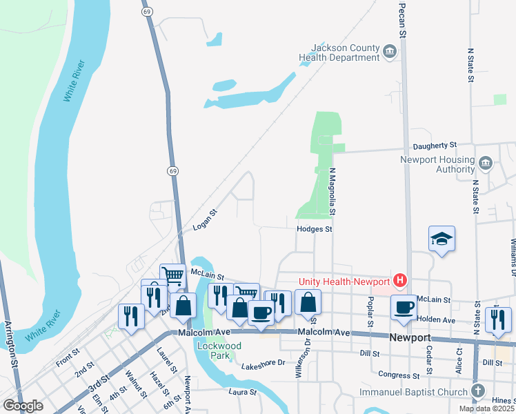 map of restaurants, bars, coffee shops, grocery stores, and more near 804 Manning Street in Newport