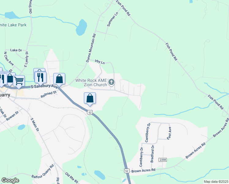 map of restaurants, bars, coffee shops, grocery stores, and more near 800 White Rock Avenue in Salisbury
