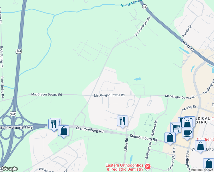 map of restaurants, bars, coffee shops, grocery stores, and more near 1202 Saint Charles Circle in Greenville