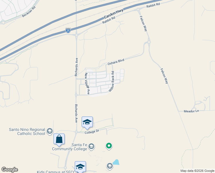 map of restaurants, bars, coffee shops, grocery stores, and more near 33 Craftsman Road in Santa Fe
