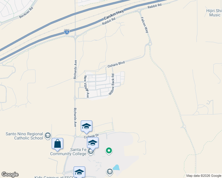 map of restaurants, bars, coffee shops, grocery stores, and more near 33 Craftsman Road in Santa Fe