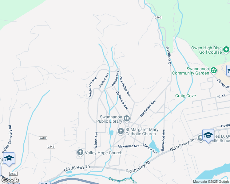 map of restaurants, bars, coffee shops, grocery stores, and more near 133 Dellwood Avenue in Swannanoa
