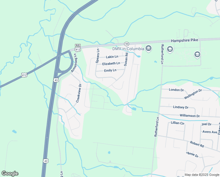 map of restaurants, bars, coffee shops, grocery stores, and more near 1955 Susan Road in Columbia