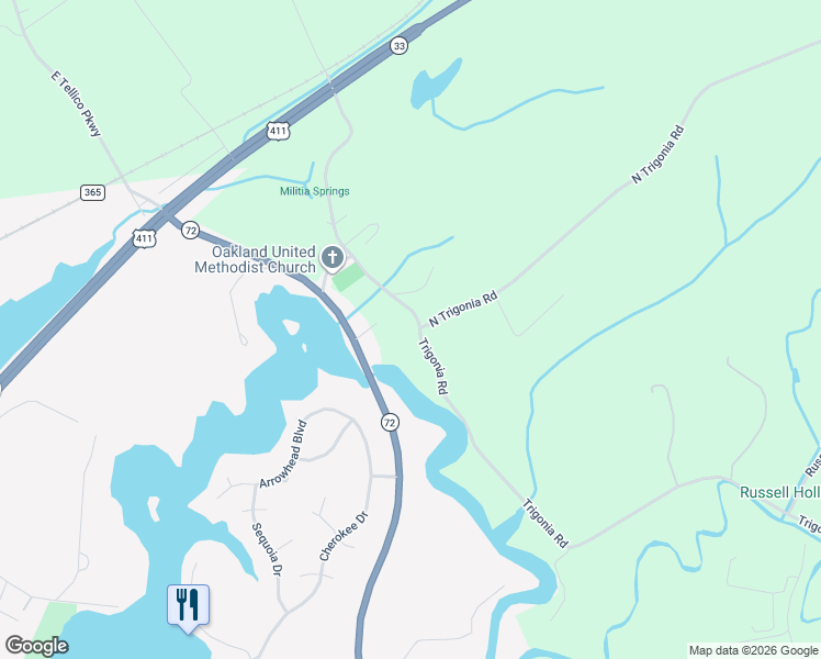 map of restaurants, bars, coffee shops, grocery stores, and more near 339 Trigonia Road in Greenback