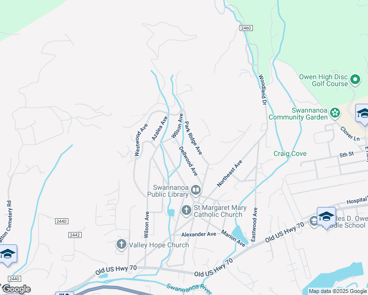 map of restaurants, bars, coffee shops, grocery stores, and more near 132 Dellwood Avenue in Swannanoa
