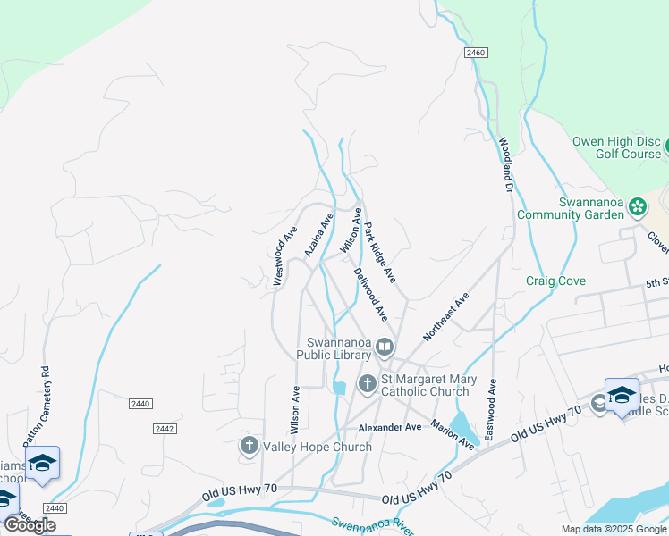 map of restaurants, bars, coffee shops, grocery stores, and more near 236 Northwest Avenue in Swannanoa