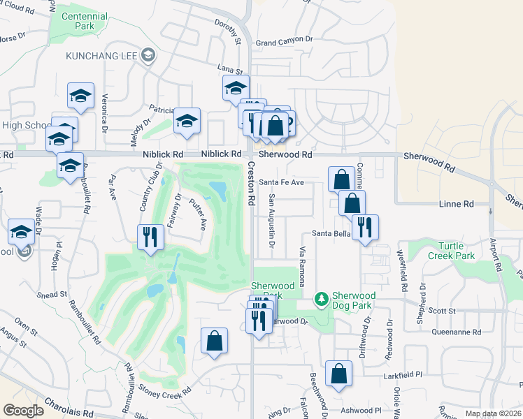 map of restaurants, bars, coffee shops, grocery stores, and more near 164 San Carlos Drive in Paso Robles