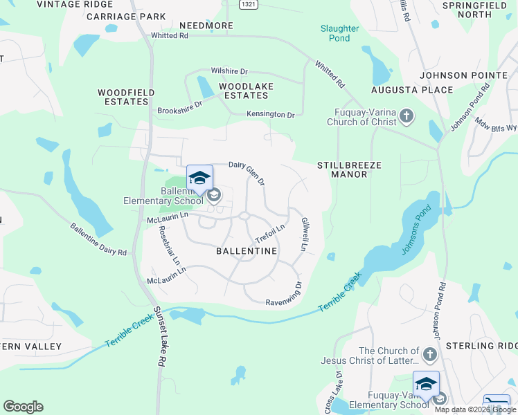 map of restaurants, bars, coffee shops, grocery stores, and more near 1424 Dairy Glen Drive in Fuquay-Varina