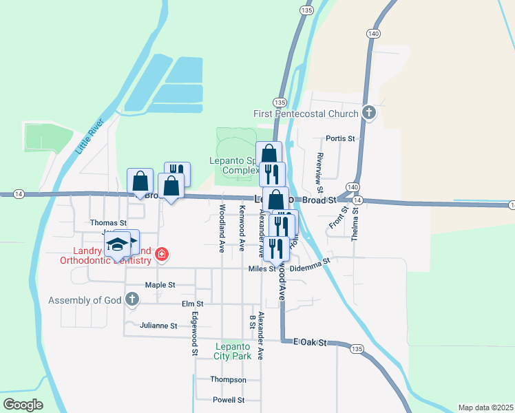 map of restaurants, bars, coffee shops, grocery stores, and more near in Lepanto