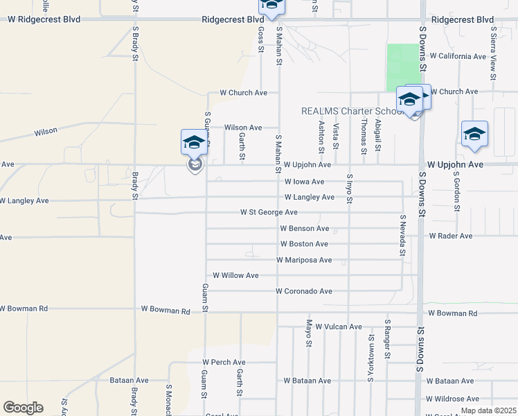 map of restaurants, bars, coffee shops, grocery stores, and more near 1320 West Saint George Avenue in Ridgecrest