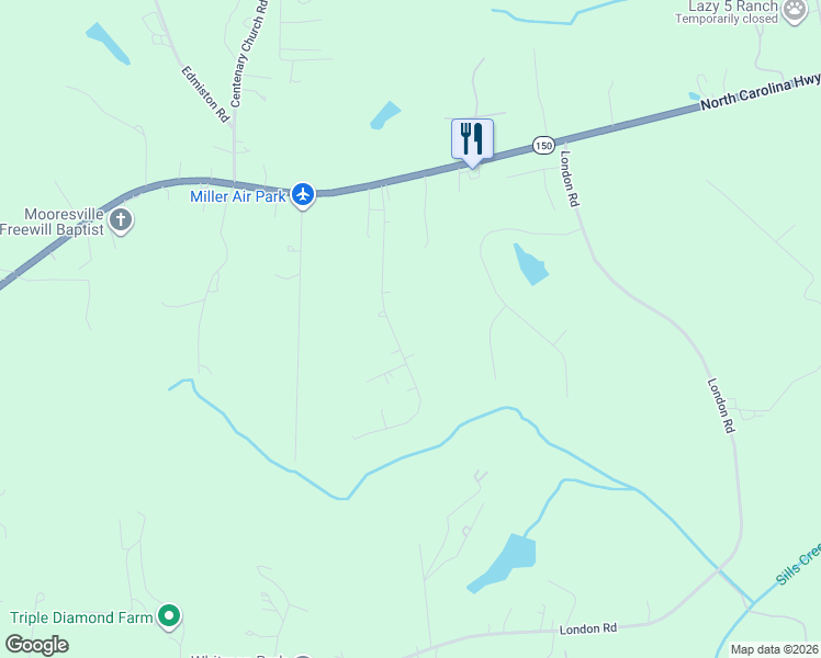 map of restaurants, bars, coffee shops, grocery stores, and more near 1345 Oak Breeze Drive in Mooresville