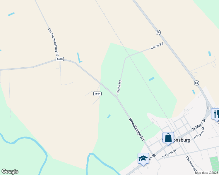 map of restaurants, bars, coffee shops, grocery stores, and more near 7511 Woodbridge Road in Stantonsburg