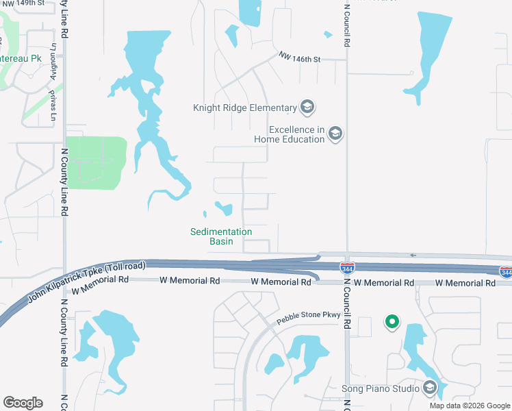 map of restaurants, bars, coffee shops, grocery stores, and more near 8317 Northwest 139th Terrace in Oklahoma City