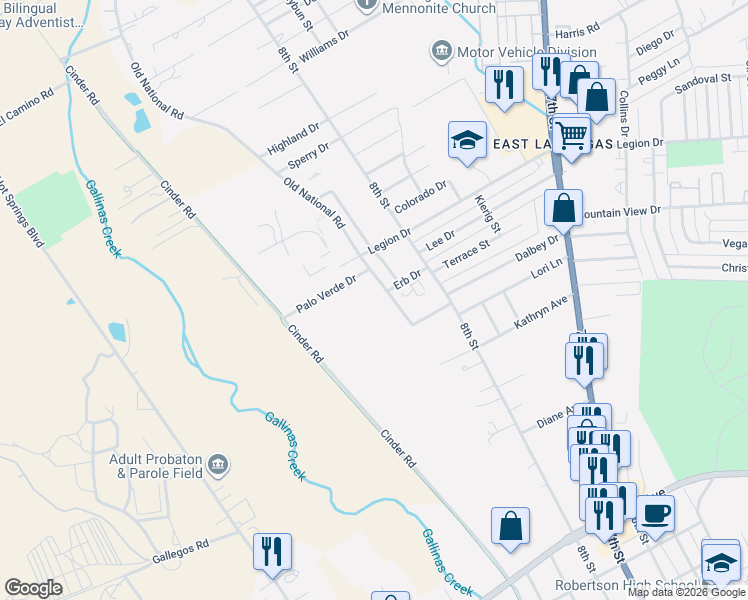 map of restaurants, bars, coffee shops, grocery stores, and more near 2301 Old National Road in Las Vegas