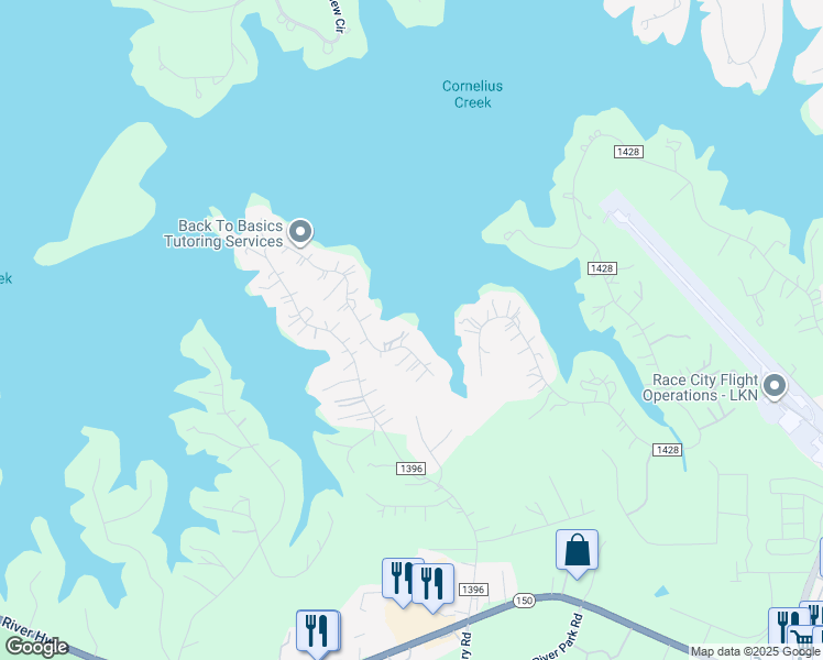 map of restaurants, bars, coffee shops, grocery stores, and more near 467 State Road 1396 in Mooresville