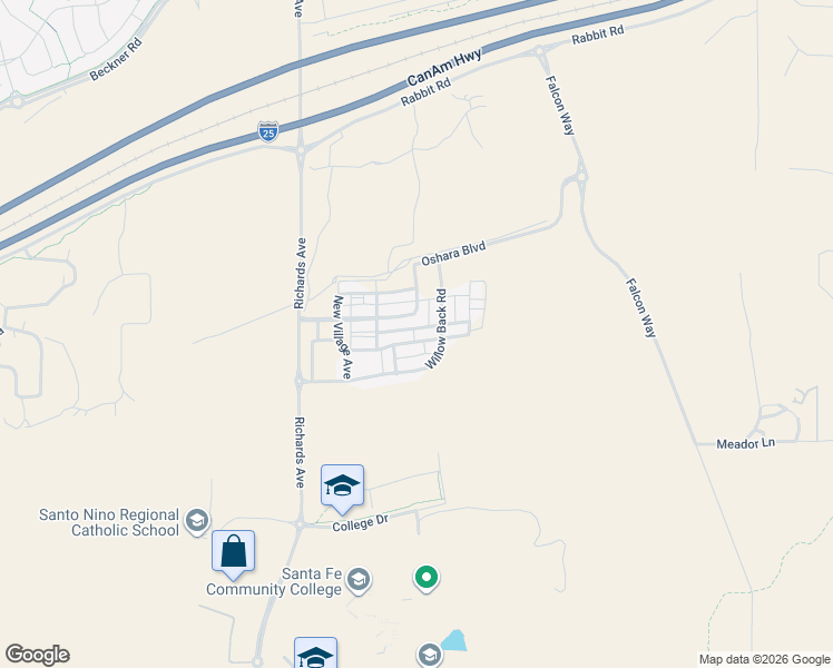 map of restaurants, bars, coffee shops, grocery stores, and more near 33 Craftsman Road in Santa Fe
