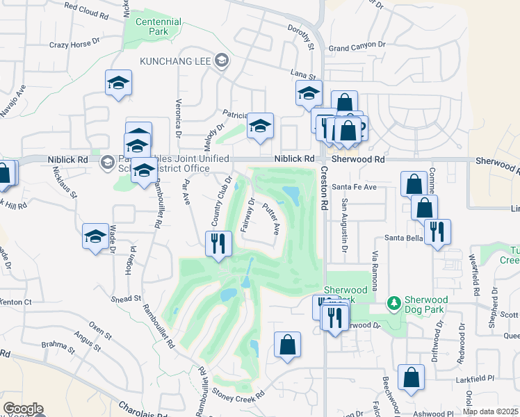 map of restaurants, bars, coffee shops, grocery stores, and more near 1004 Putter Avenue in Paso Robles