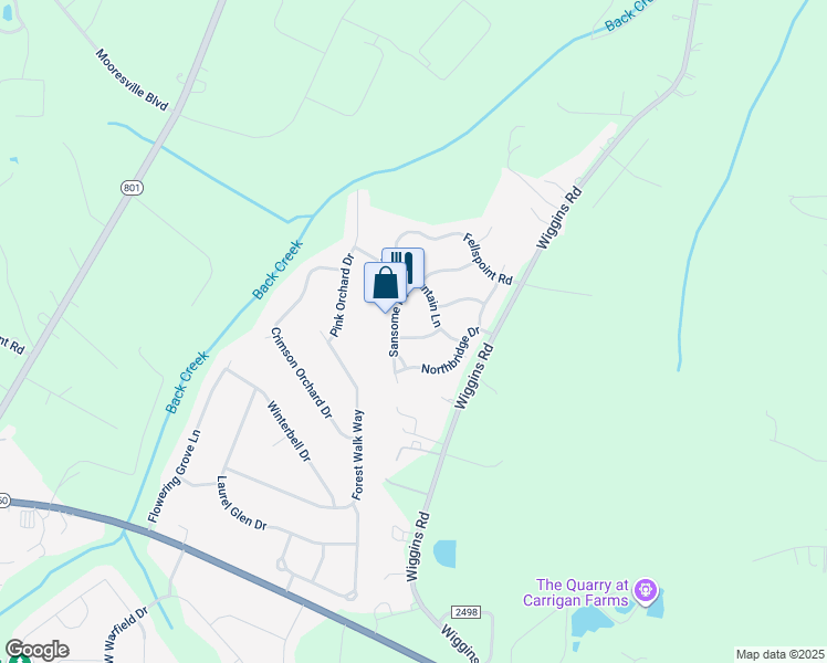 map of restaurants, bars, coffee shops, grocery stores, and more near 116 Glenholden Lane in Mooresville