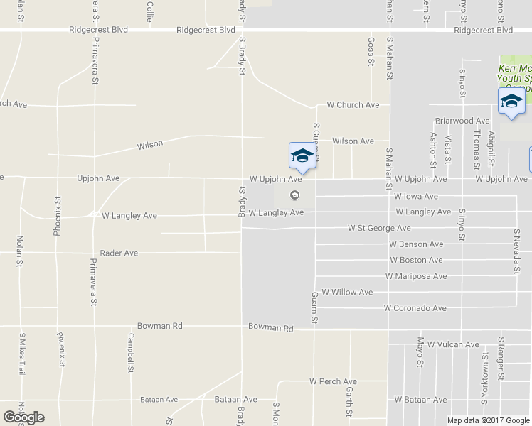 map of restaurants, bars, coffee shops, grocery stores, and more near West Langley Avenue in Ridgecrest